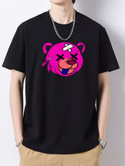 Men's Bear Head Print T Shirt Short Sleeve Casual Top