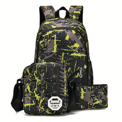 Men's Backpack Student Bag 3-Piece Set Outdoor Travel Mountaineering Bag