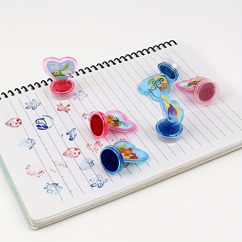 Cartoon Ink Stamp Set for Kids Learning, 6 Patterns