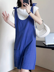 Patched Pockets Overall Jumpsuit Casual Solid Overall Jumpsuit