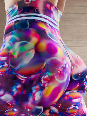  Bubble Print High Rise Stretch Fitness Leggings