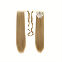 Straight Ponytail Extensions Wrap Around Clip In Synthetic Fiber Ponytail