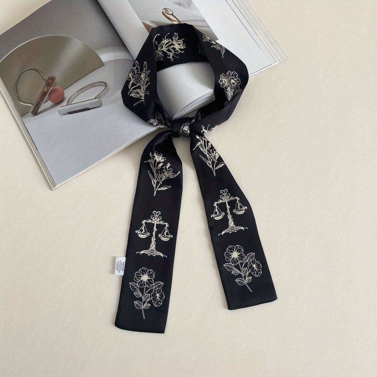 Vintage Floral Ribbon Skinny Scarf Neckerchief Hair Ribbon