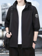 Men's Casual Stretchy Hooded Windbreaker Coat for Spring Autumn
