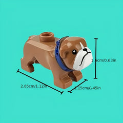 6pcs Mini French Bulldog Dog Building Blocks DIY Toy Collar Christmas Gift