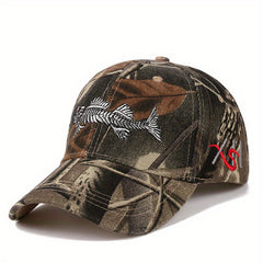 Fish Embroidery Peaked Cap Outdoor Fishing Baseball Cap For Men And Women