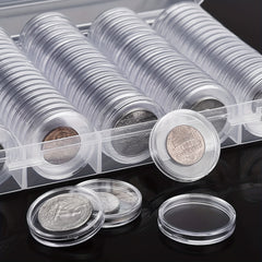 100pcs Coin Storage box 30mm Round Plastic Holder Organizer for Coin Collection
