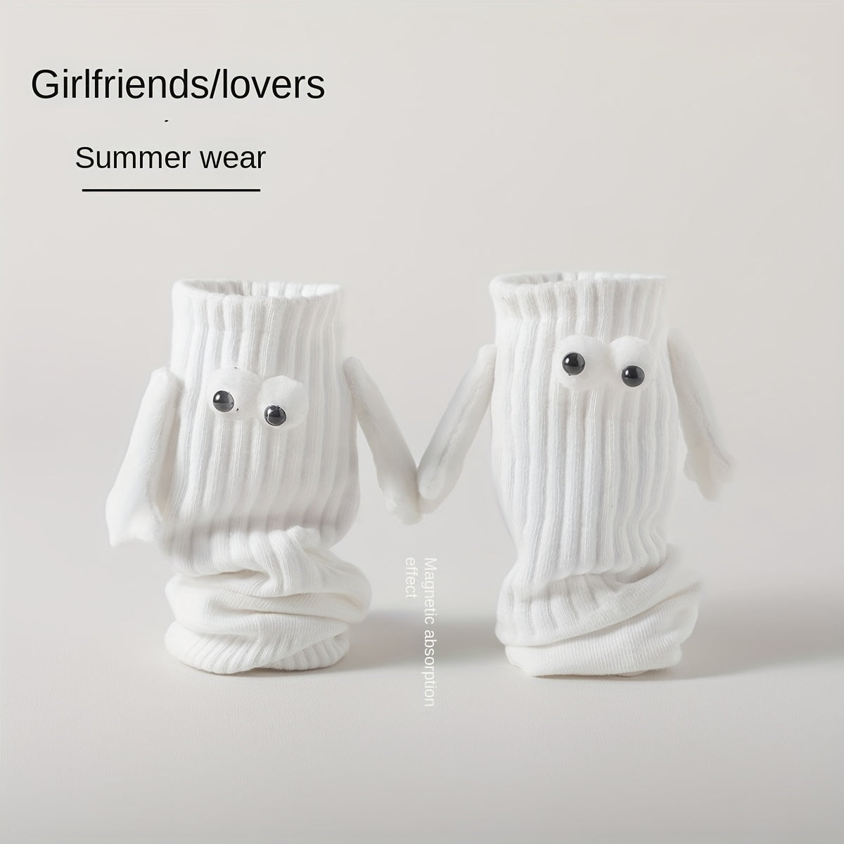Funny Magnetic Holding Hands Cartoon Mid Calf Socks