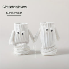 Funny Magnetic Holding Hands Cartoon Mid Calf Socks