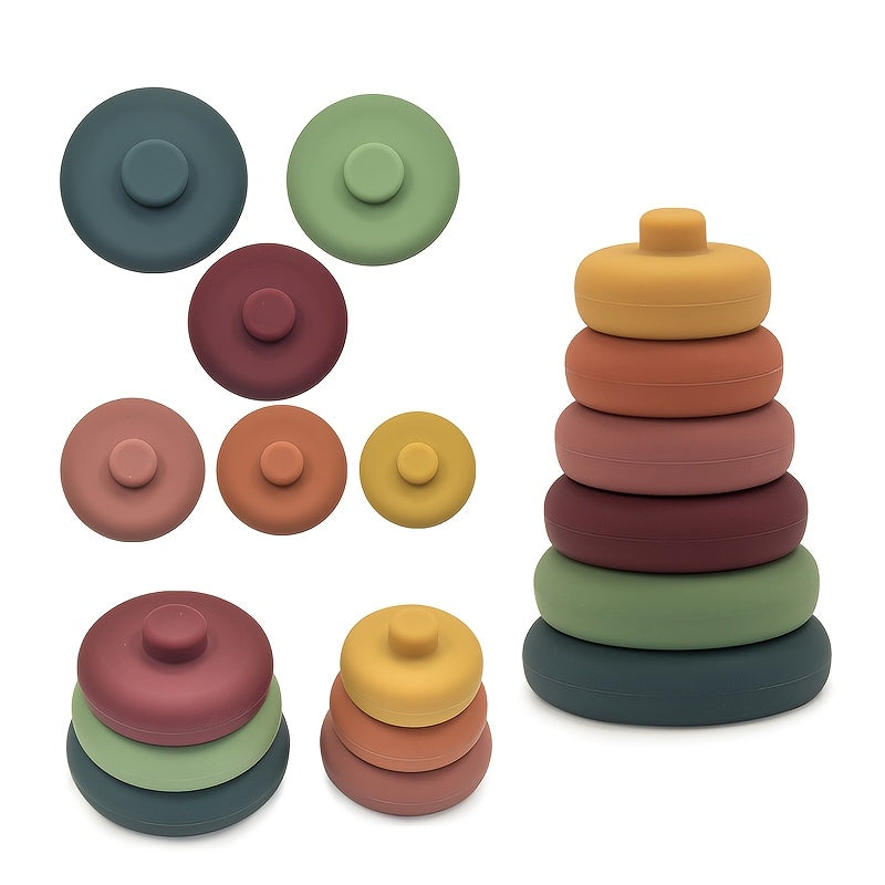 Colorful Silicone Stacking & Nesting Blocks for Toddlers