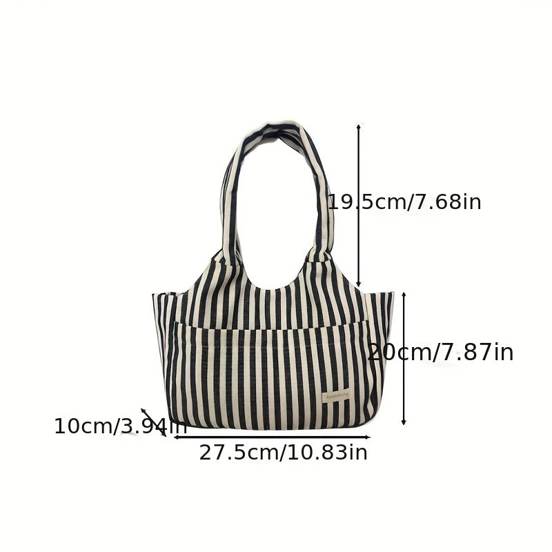 Vintage Striped Pattern Hobo Bag Large Capacity Canvas Tote Bag