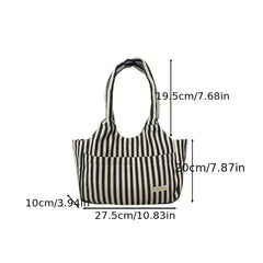 Vintage Striped Pattern Hobo Bag Large Capacity Canvas Tote Bag