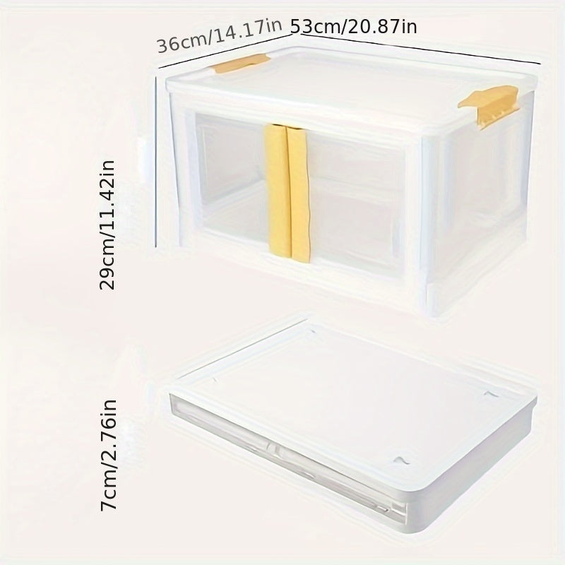 Foldable Storage Bins With Lid Transparent Double Open Door Fold Box