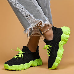 Women's Lace-Up Knit Breathable Socks Sneakers