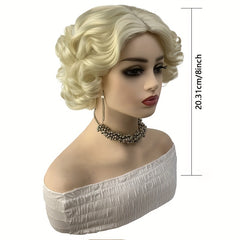 Short Blonde Curly Wig for Halloween Cosplay 20-32cm