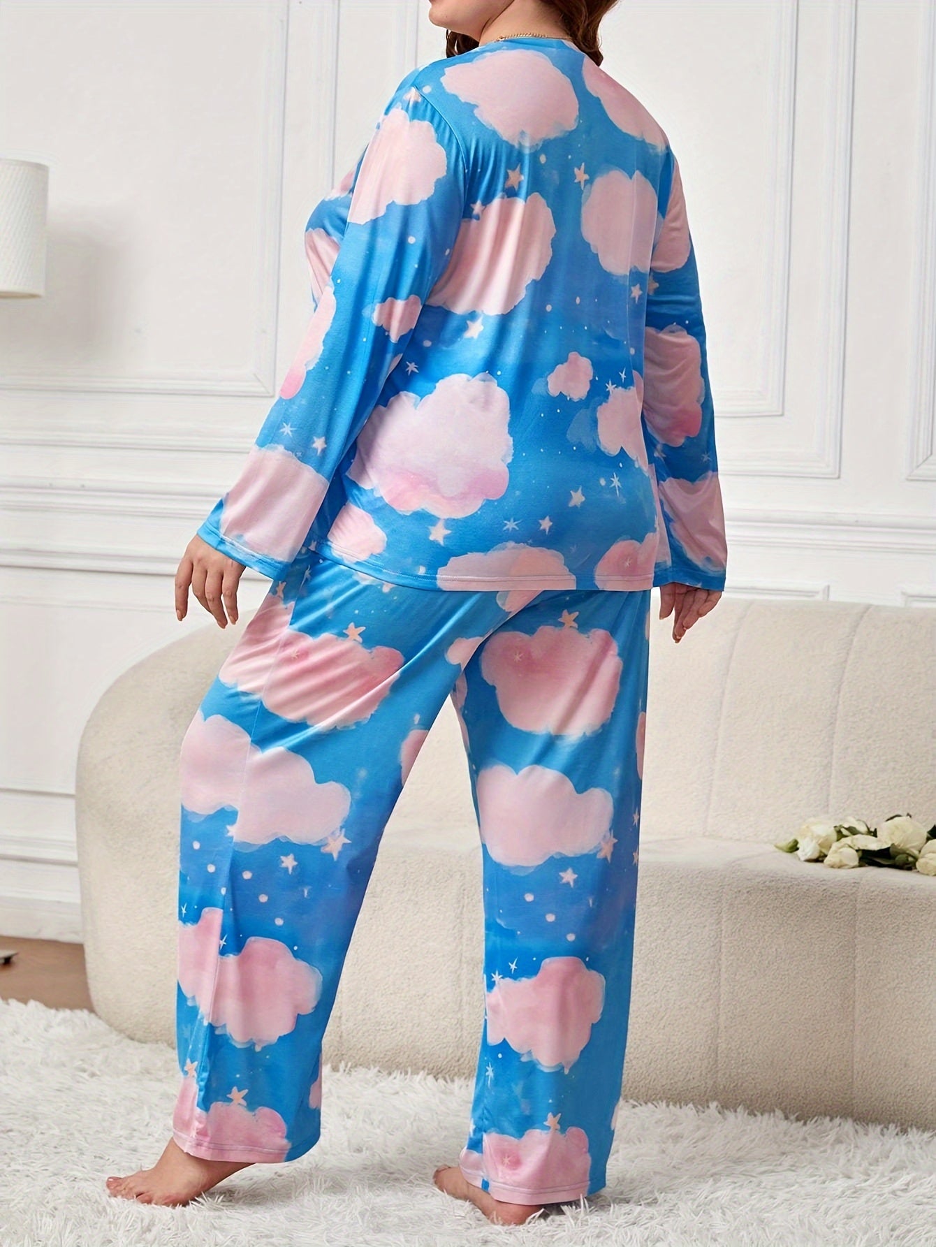  Claud & Sky Print Long Sleeve Pajamas Set