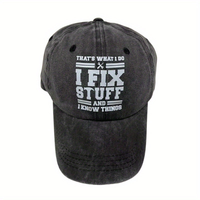 Printed Baseball Cap Washed Distressed Dad Hat Vintage Unisex Adjustable