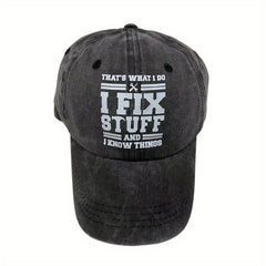 Printed Baseball Cap Washed Distressed Dad Hat Vintage Unisex Adjustable