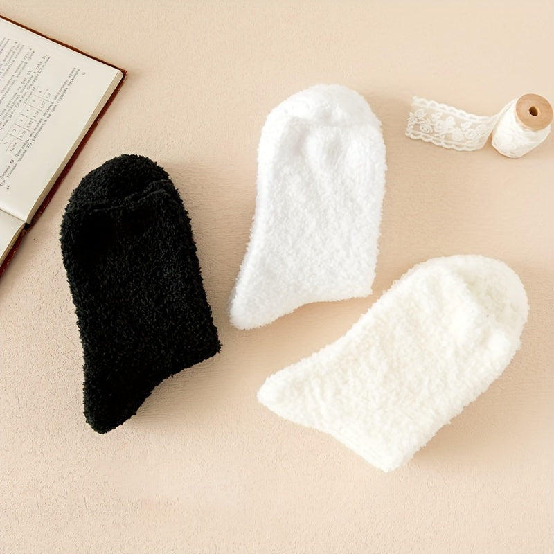 3 Pairs Plush Socks Soft Mid Tube Women's Stockings