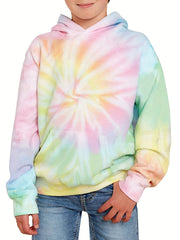 Tie Dye Print Boys Hooded Sweatshirt for Spring Fall