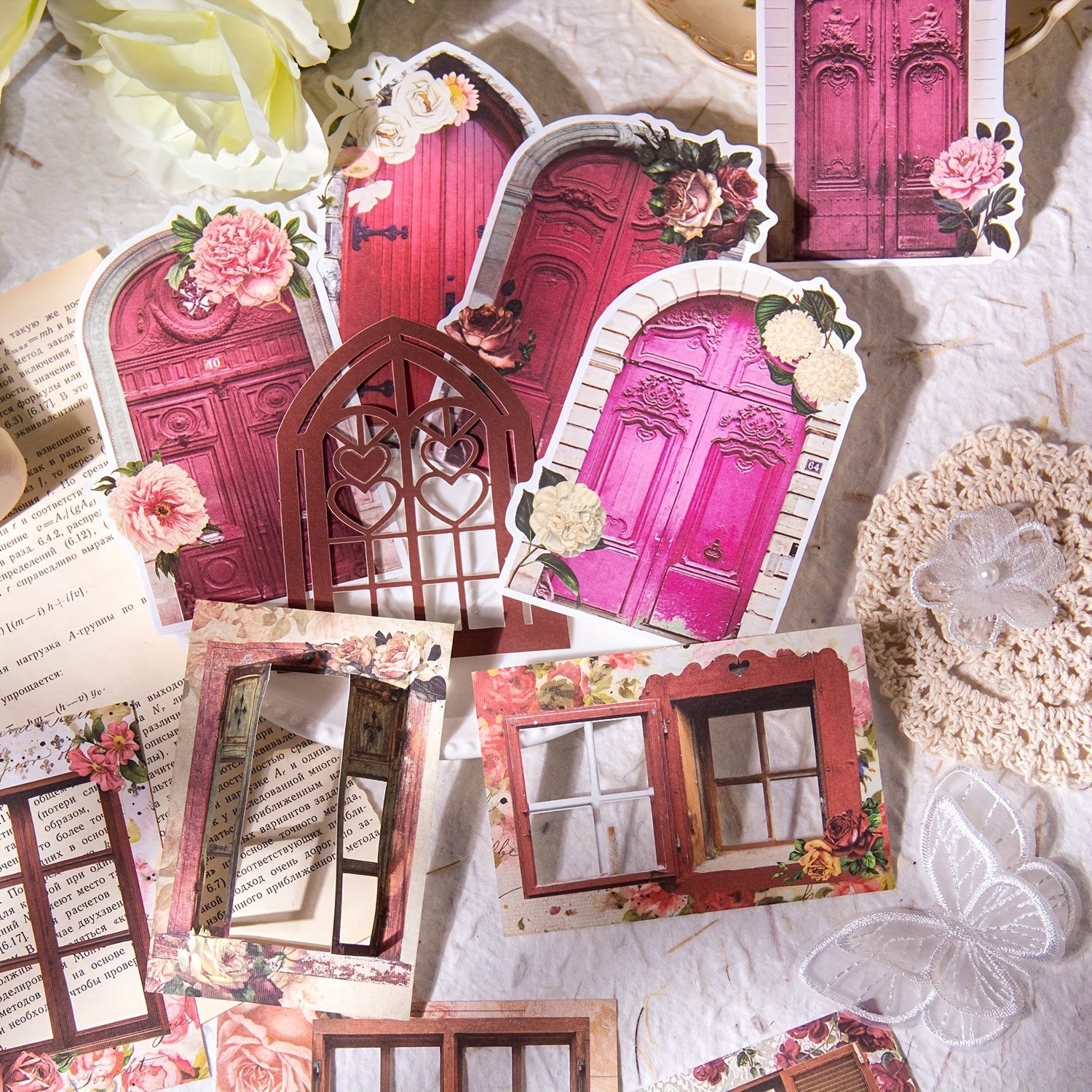 15 Sheets Retro Openwork Decoration Material Paper For Scrapbooking DIY