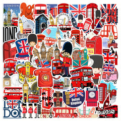 50pcs London Graffiti Stickers Laptop Helmet Decoration