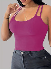 Slim Scoop Neck Cami Top Sexy Solid Summer Sleeveless Top