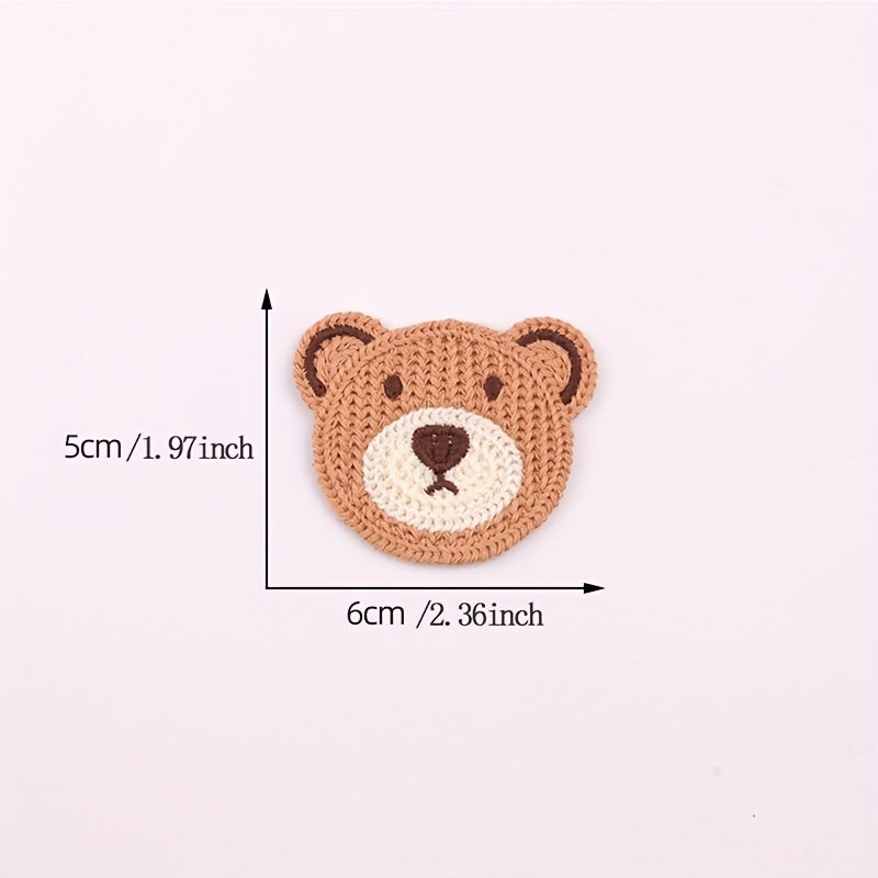 10pcs Colorful Bear Head Embroidery Patch DIY Clothing Accessories