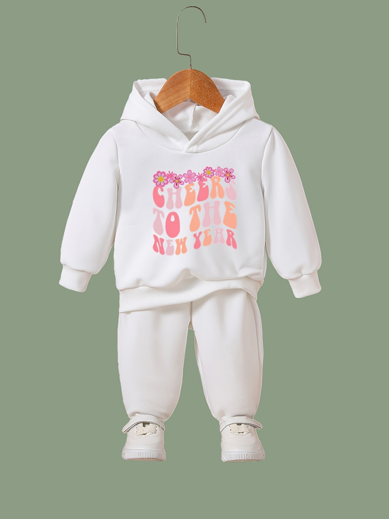 2pcs Cheers to the Year Hoodies Pants Set Spring Fall Sports Girls