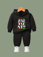 Juneteenth Print Outfit Hoodie & Pants Set Girl's Sporty Clothes
