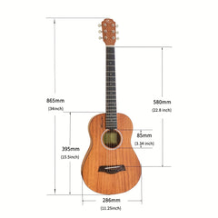 RP TG100MAX PLUS VI Solid Mahogany Small Body Acoustic Travel Guitar Natural