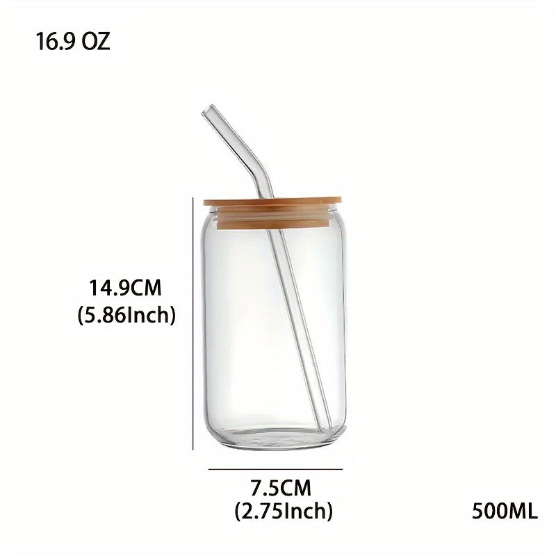 Christmas Tree Glass Cup Set with Lid & Straw 16oz 500ml Holiday Gift