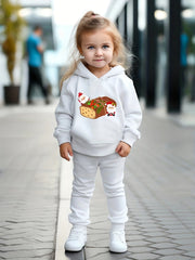 Girls 2pc Bread Pattern Hooded Sweatshirt & Sweatpants Set