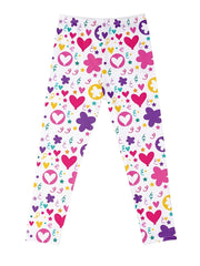 3pcs Girls Striped Camouflage And Heart Flowers Athletic Leggings