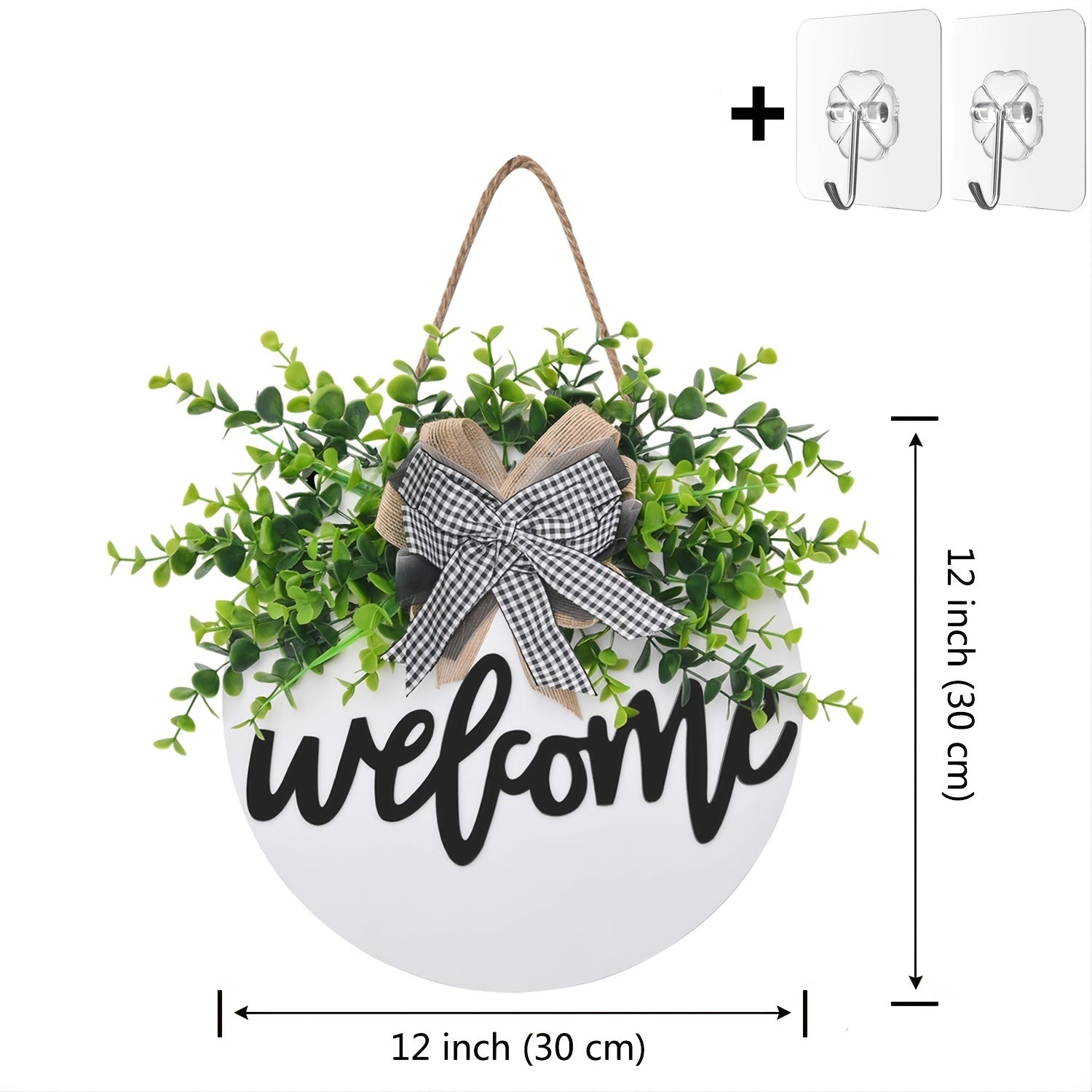 Hello Front Door Round Wooden Sign Hanging Welcome Sign Farmhouse Porch Spring
