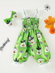 Baby Girls Floral Print Romper Jumpsuit & Headband Set