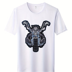 Skull Print Men's Graphic Crew Neck Quick Dry T-shirt