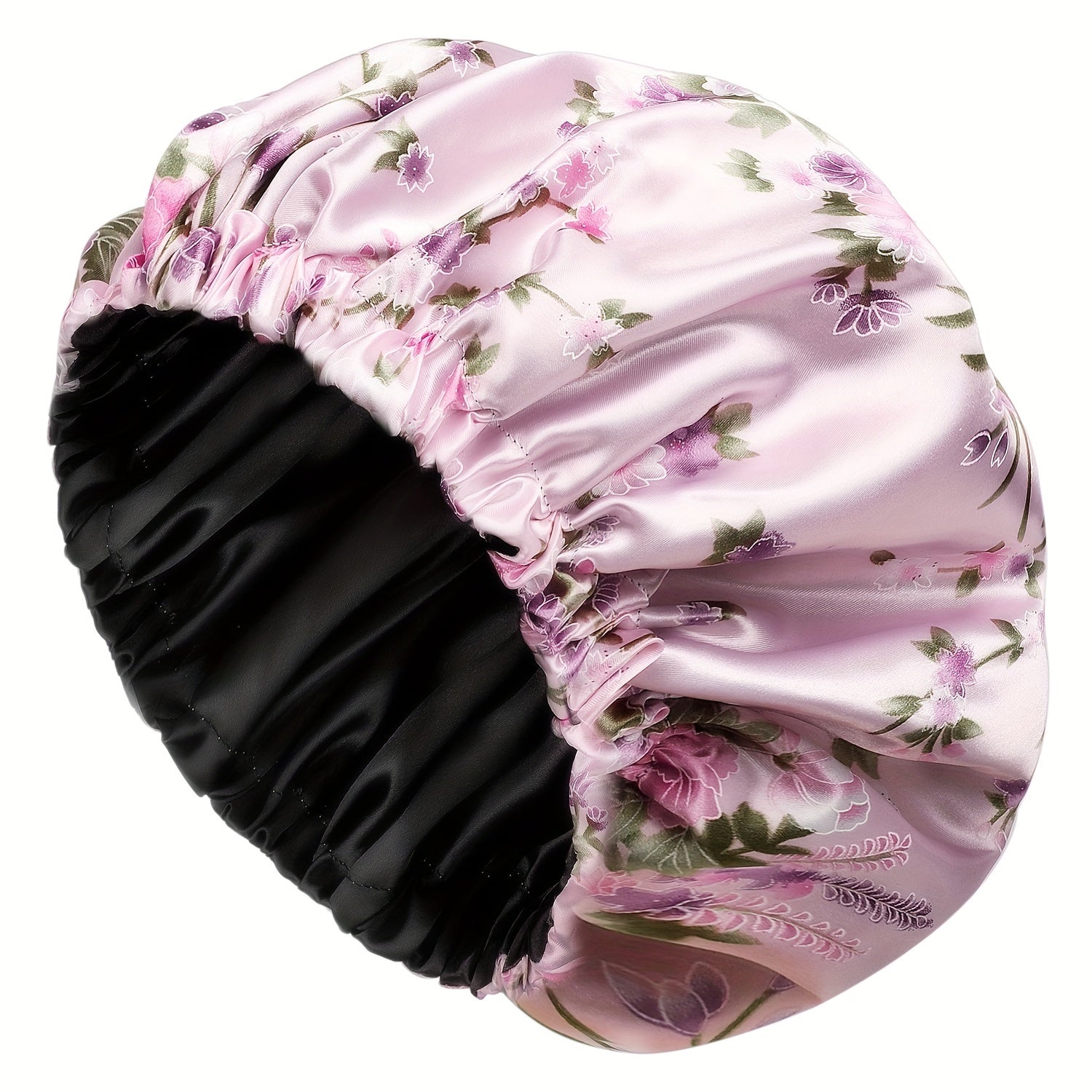 Flower Printed Satin Hair Bonnet Cap for Women