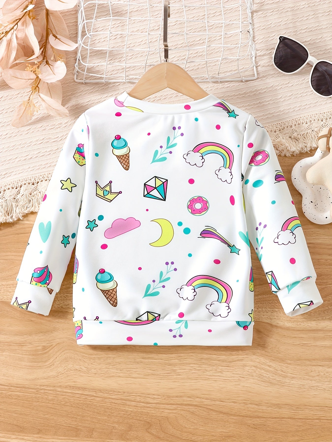 Sweet Unicorn Pattern Sweatshirt for Girls Long Sleeve Top Pullovers for Kids