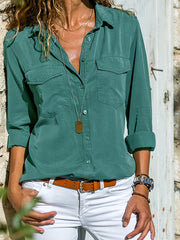  Button Up Long Sleeve Blouse