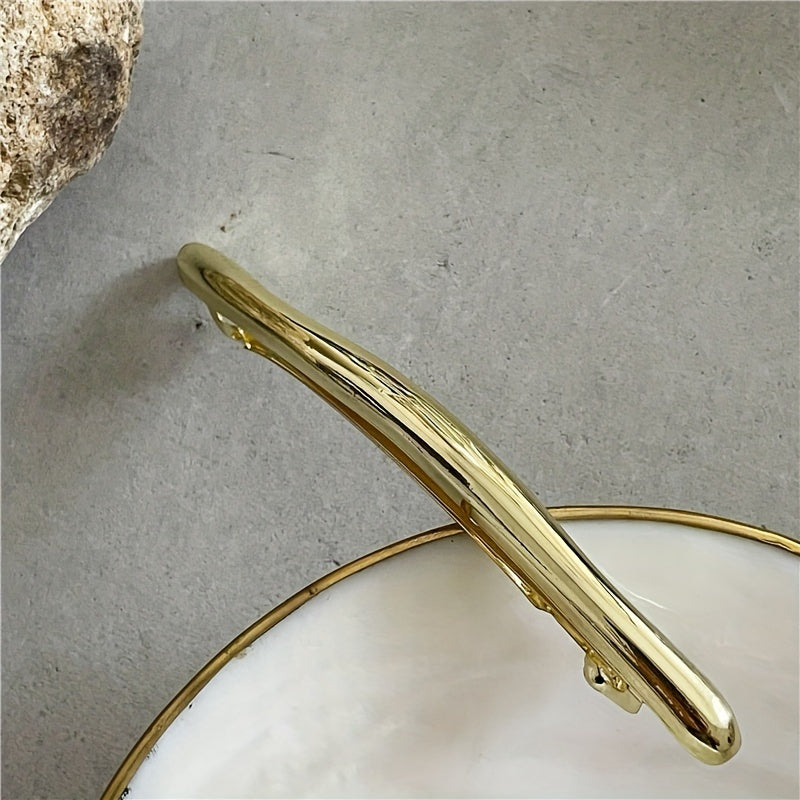 Golden Alloy Hair Clip Side Clip Retro Metal Barrette For Women