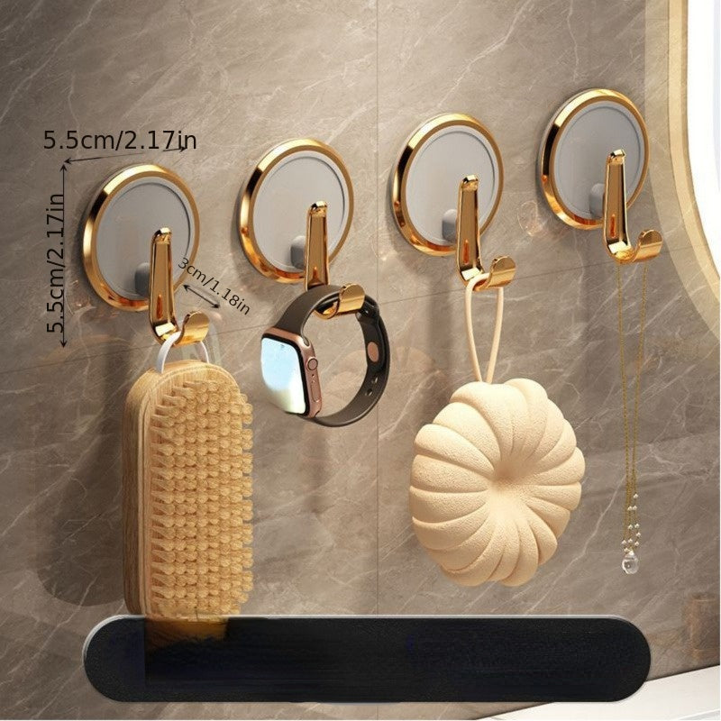 4pcs Adhesive Bathroom Towel Hook Strong Punch Sticky Toilet Wall Non-marking