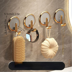 4pcs Adhesive Bathroom Towel Hook Strong Punch Sticky Toilet Wall Non-marking