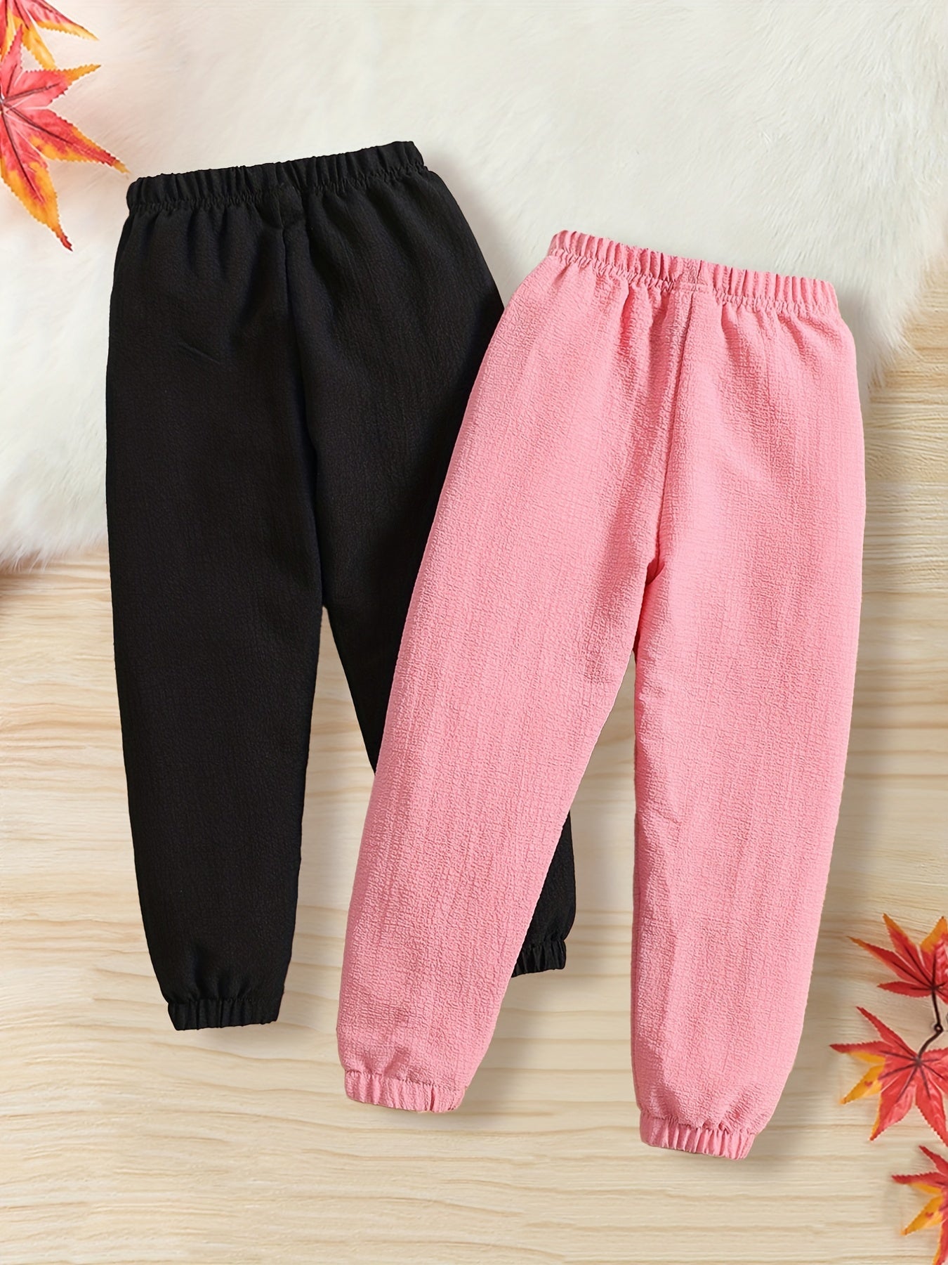 2pcs Girl's Dry Fit Bow Front Jogger Trousers