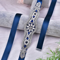 Rhinestone & Faux Pearl Bridal Sash for Parties