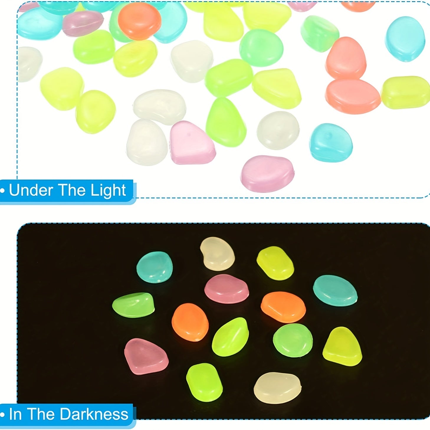 50PCS Luminous Resin Stones for Garden and Fish Tank