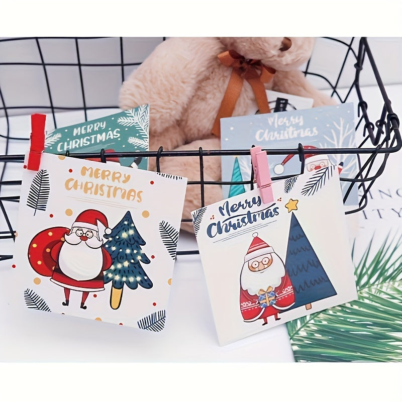 30pcs Santa Claus Blessing Small Postcard Christmas Surprise Gift Cards
