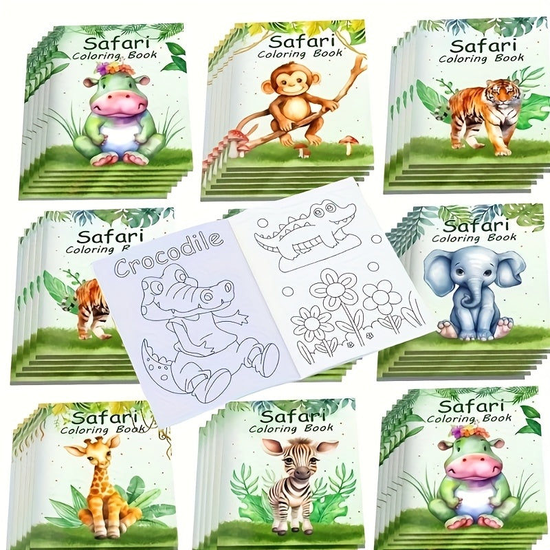 Random Style Jungle Animal Watercolor Coloring Book DIY Birthday Party