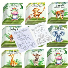 Random Style Jungle Animal Watercolor Coloring Book DIY Birthday Party