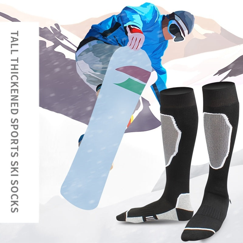 Men's Heated Crew Boot Socks Winter Thermal Ski Socks for Cold Weather